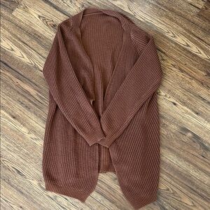Chunky Open-Front Women's Cardigan Sweater in Rust